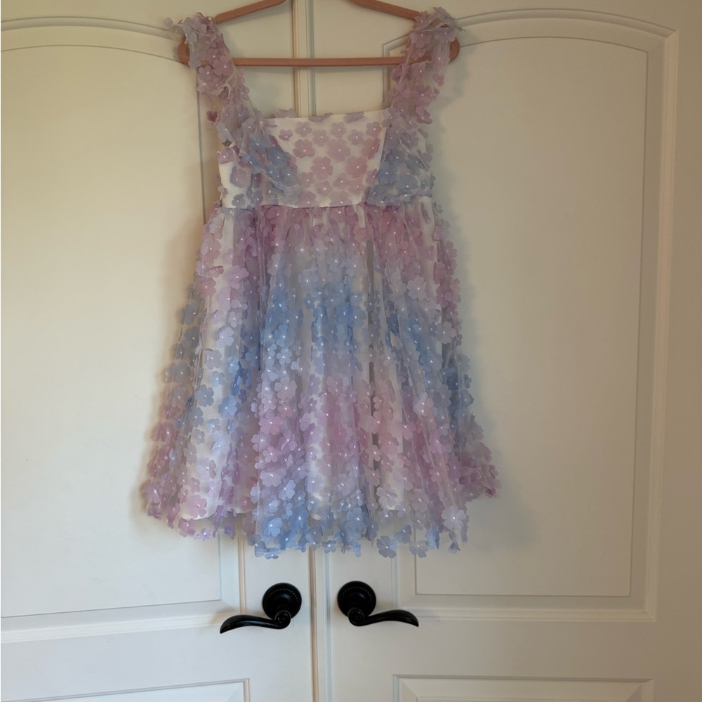 Flower embellished babydoll dress
